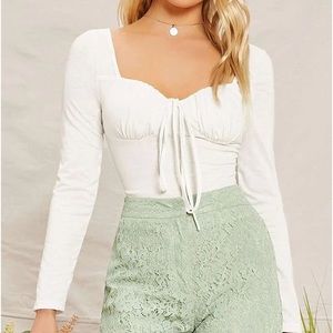 SHEIN Slub Knit Self-Tie Long Sleeve Top